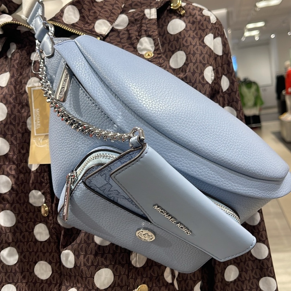 Michael Kors Maisie Lg Leather 2-in-1 Sling Pack Fanny Waist Bag Crossbody Belt - Picture 15 of 16